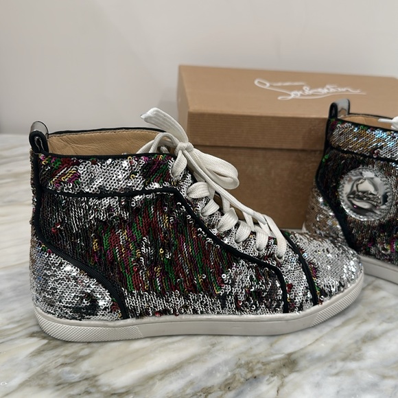 CHRISTIAN LOUBOUTIN BIP BIP WOMAN ORLATO FLAT PAILLETTES SILVER/MULTI 36 6 - Picture 6 of 7